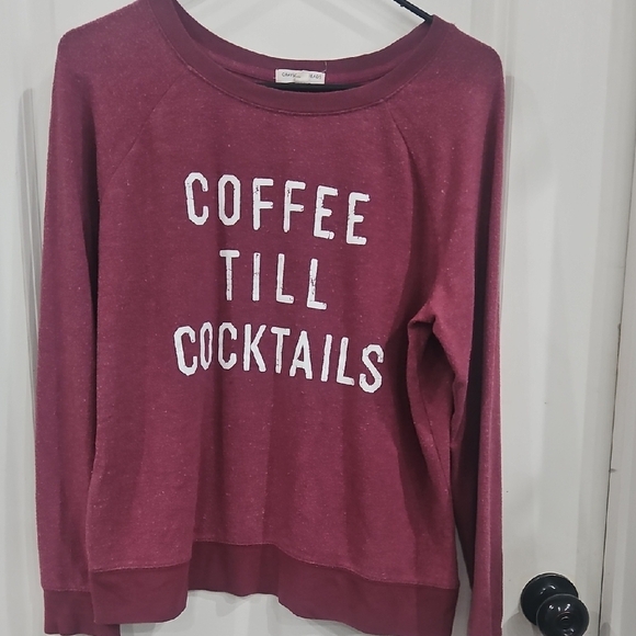 Gildan Red and White Crew Neck Sweater Coffee Till Cocktails - Picture 1 of 3